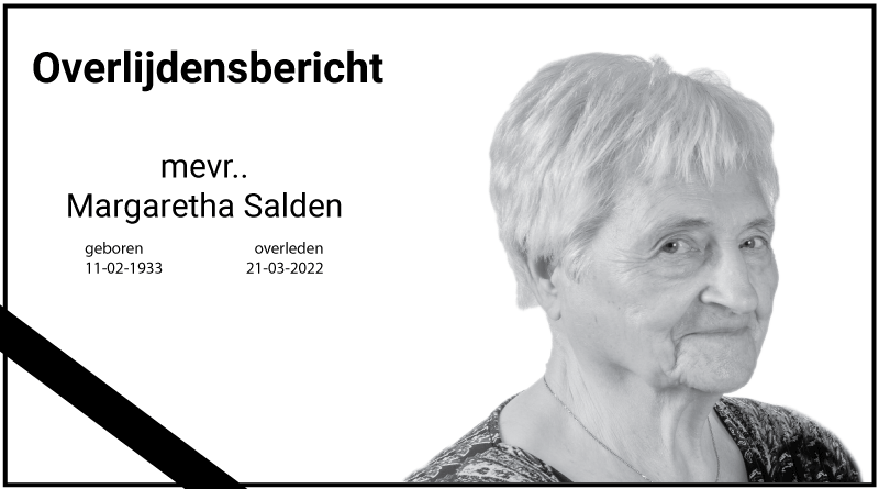 overlijdensbericht Margaretha Salden