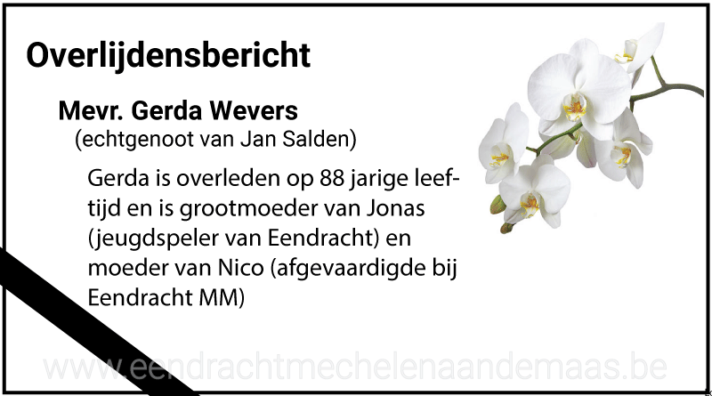 Overlijdensbericht Gerda Wevers